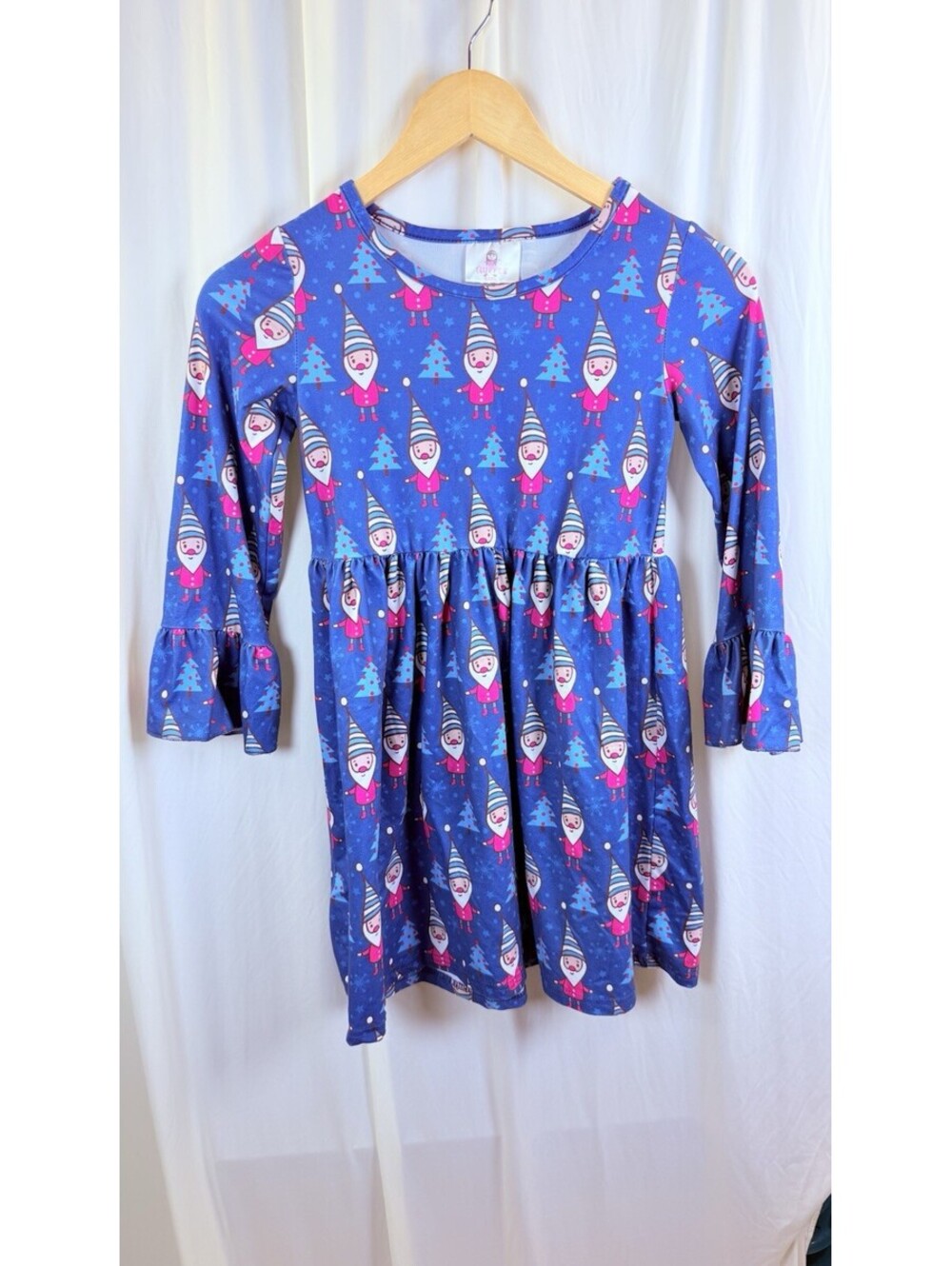 Ruffle Girls 4 XL 5/6 GNOME CHRISTMAS Dress Holiday Swing Ruffle Stretchy